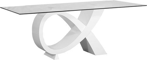 Table à manger rectangulaire verre et bois laqué blanc Kela 200 cm - Photo n°3; ?>