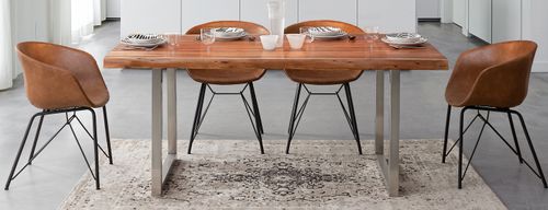Table à manger en acacia et pieds en acier Obito L 180 cm - Photo n°2; ?>