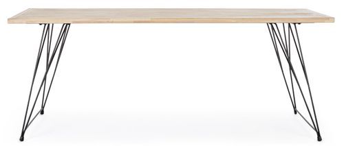 Table à manger en bois de l'hévéa blanchi et pieds acier noir Dino 200 cm - Photo n°2; ?>