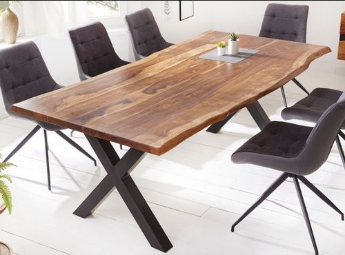 Table à manger en bois massif foncé et pieds métal noir Amazone L 200 cm - Photo n°2; ?>