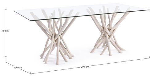Table à manger en verre et branches teck Sary L 200 cm - Photo n°3; ?>