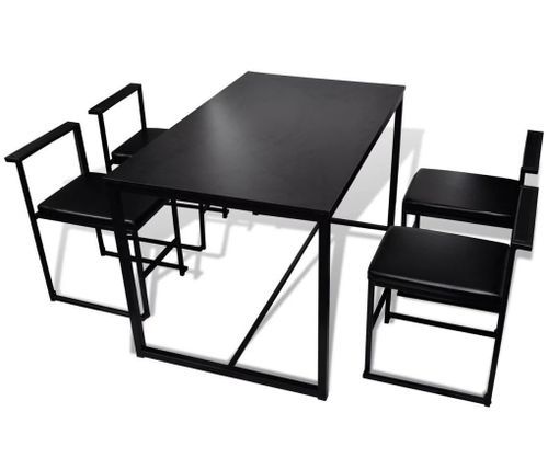 Table à manger et 4 chaises bois et métal noir Katy - Photo n°2; ?>