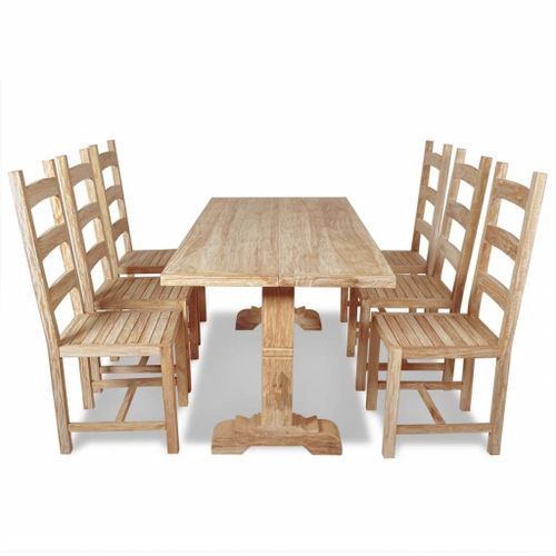Table à manger et 6 chaises teck blanchi Jarko - Photo n°2; ?>
