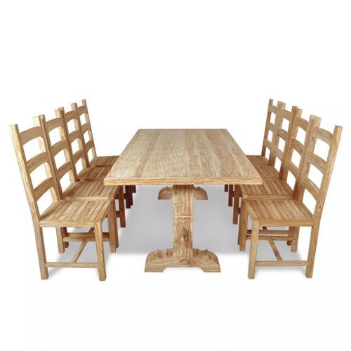 Table à manger et 8 chaises teck blanchi Jarko - Photo n°2; ?>