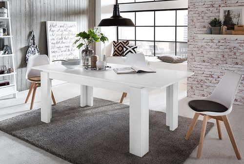 Table à manger extensible 160/200 cm blanc Koryne - Photo n°3; ?>