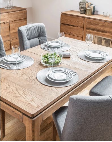 Table à manger extensible 160 à 250 cm en bois de chêne rustique Manky - Photo n°3; ?>