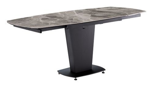Table à manger extensible plateau en marbre gris Kinka 150 à 180 cm - Photo n°2; ?>