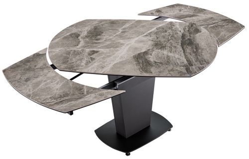 Table à manger extensible plateau en marbre gris Kinka 150 à 180 cm - Photo n°3; ?>