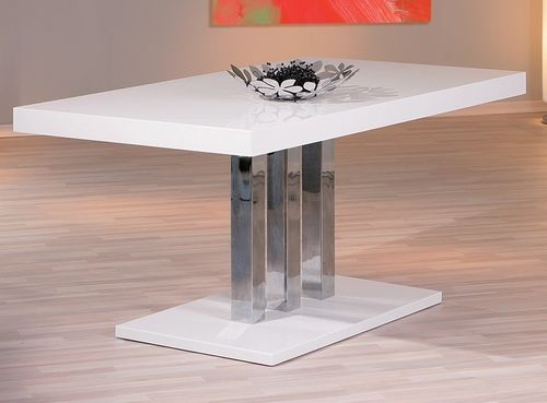 Table à manger laqué blanc et pieds métal chromé Arazzi 160 cm - Photo n°3; ?>
