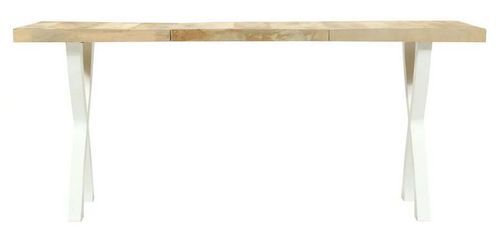 Table à manger manguier massif clair et pieds métal blanc en X droit Ledor 180 cm - Photo n°2; ?>