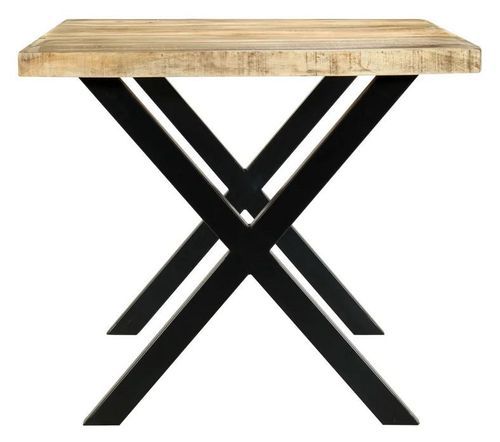Table à manger manguier massif clair et pieds métal noir en X droit Ledor 180 cm - Photo n°3; ?>