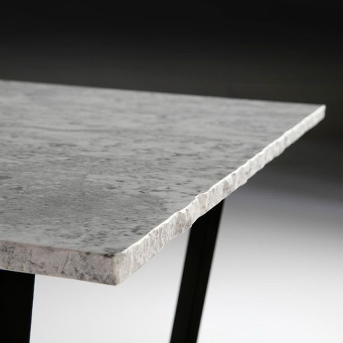 Table à manger marbre blanc et pieds métal noir 180 cm - Photo n°2; ?>