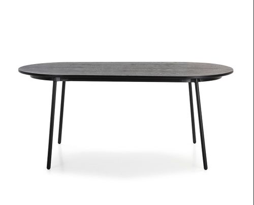 Table à manger ovale bois massif et pieds métal noir Anja 180 cm - Photo n°2; ?>