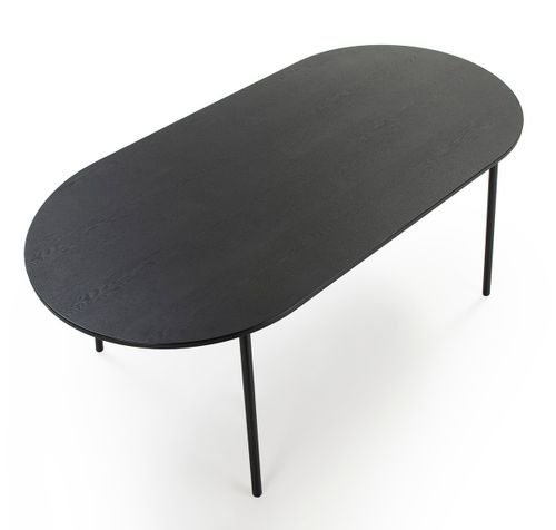 Table à manger ovale bois massif et pieds métal noir Anja 180 cm - Photo n°3; ?>