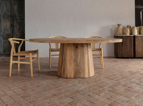 Table à manger ovale bois massif Kezah 200 cm - Photo n°3; ?>