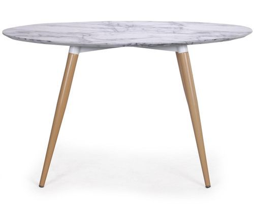 Table à manger ovale effet marbre blanc Sicca 130 cm - Photo n°2; ?>