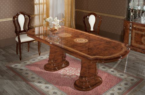Table à manger ovale extensible mahogany laque clair Dean - Photo n°2; ?>