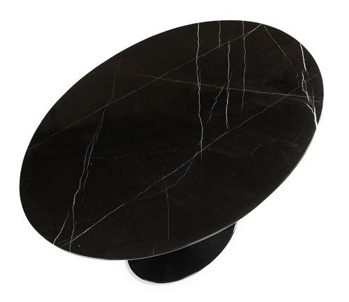 Table à manger ovale moderne marbre et pied métal noir 170 cm - Photo n°2; ?>