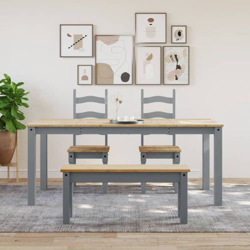 Table à manger Panama gris 180x90x75 cm bois massif de pin - Photo n°3; ?>