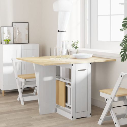 Table à manger papillon pliable Corona blanc bois de pin massif - Photo n°3; ?>