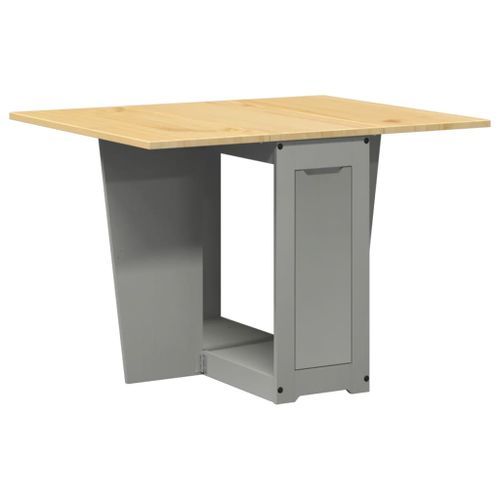 Table à manger papillon pliable Corona gris bois de pin massif - Photo n°2; ?>