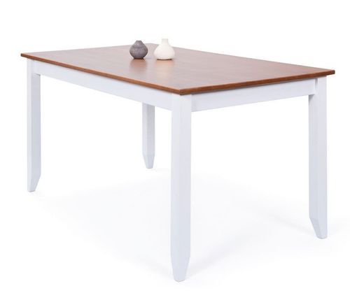 Table à manger pin massif focné et blanc Campanou 160 cm - Photo n°3; ?>