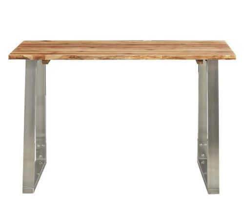 Table à manger rectangulaire acacia massif clair et métal gris Miji 120 - Photo n°2; ?>