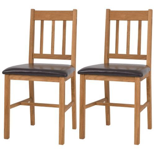 Table à manger rectangulaire avec 2 chaises et banc chêne massif Pannos - Photo n°2; ?>
