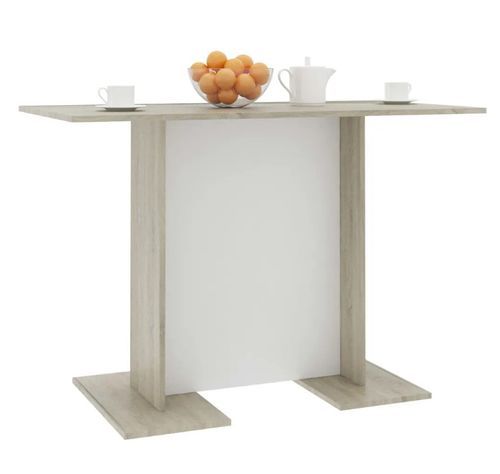 Table à manger rectangulaire blanc et chêne sonoma Level - Photo n°3; ?>