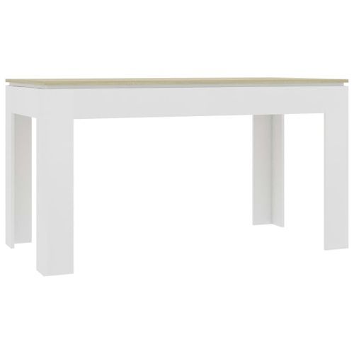 Table à manger rectangulaire bois blanc et chêne Sonoma Modra 140 cm - Photo n°2; ?>