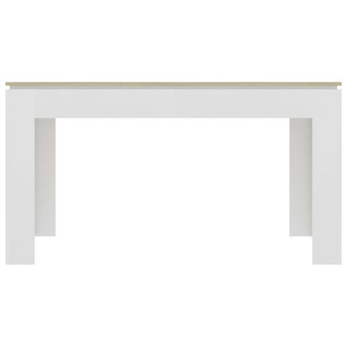 Table à manger rectangulaire bois blanc et chêne Sonoma Modra 140 cm - Photo n°3; ?>