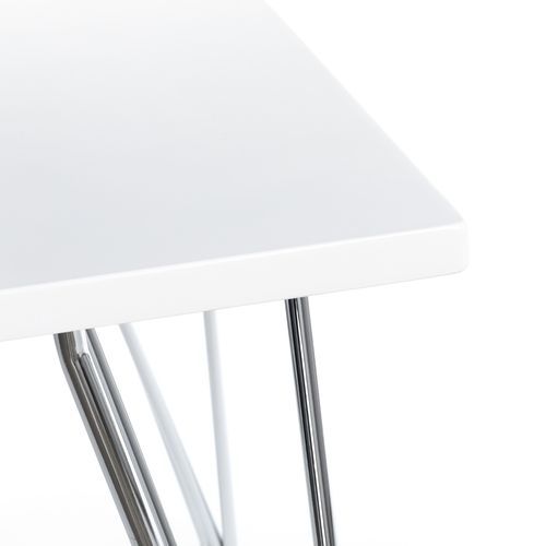 Table à manger rectangulaire bois blanc mat et acier chromé Diza 120 cm - Photo n°2; ?>