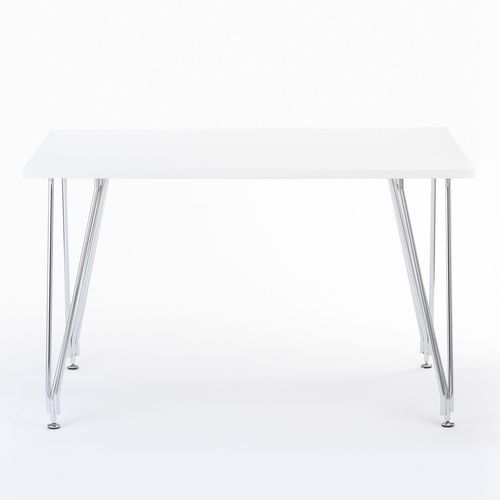 Table à manger rectangulaire bois blanc mat et acier chromé Diza 120 cm - Photo n°3; ?>