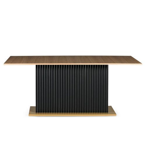Table à manger rectangulaire bois clair et noir Cassie - Photo n°2; ?>