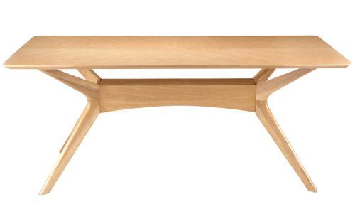Table à manger rectangulaire bois d'hévéa finition en chêne Klerg - Photo n°2; ?>