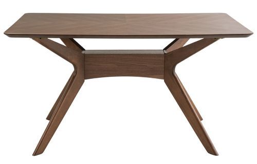 Table à manger rectangulaire bois d'hévéa finition noyer Klerg - Photo n°2; ?>