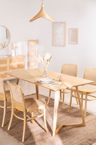Table à manger rectangulaire bois de Frêne clair Karene 160 cm - Photo n°2; ?>