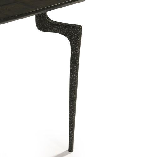 Table à manger rectangulaire bois et métal Roua noir L 180 cm - Photo n°3; ?>