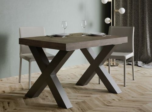 Table à manger rectangulaire bois foncé et pieds métal gris foncé Tsara 180 cm - Photo n°2; ?>