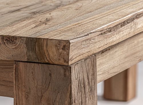 Table à manger rectangulaire bois massif naturel vieilli style colonial Rubha 240 cm - Photo n°3; ?>