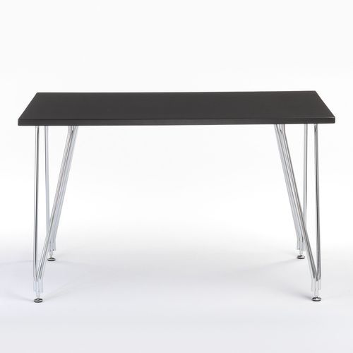 Table à manger rectangulaire bois noir mat et acier chromé Diza 120 cm - Photo n°2; ?>