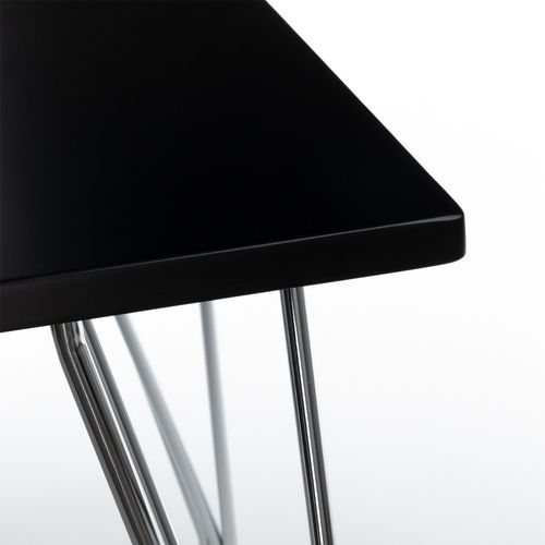Table à manger rectangulaire bois noir mat et acier chromé Diza 120 cm - Photo n°3; ?>