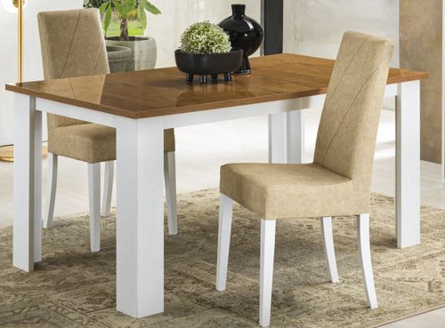Table à manger rectangulaire bois Oak et blanc brillant Sting 160 cm - Photo n°2; ?>