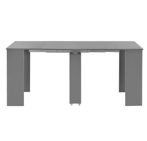 Table console extensible carrée gris brillant 90/133/175 cm Lamio - Photo n°3; ?>