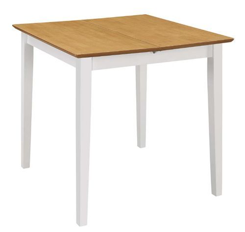 Table à manger rectangulaire extensible hévéa clair et blanc - Photo n°3; ?>