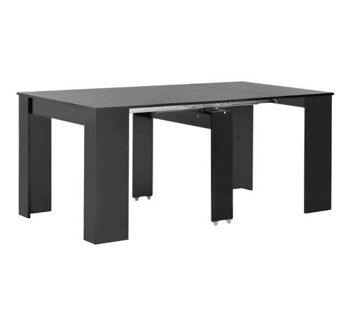Table console extensible carrée noir brillant 90/133/175 cm Lamio - Photo n°2; ?>