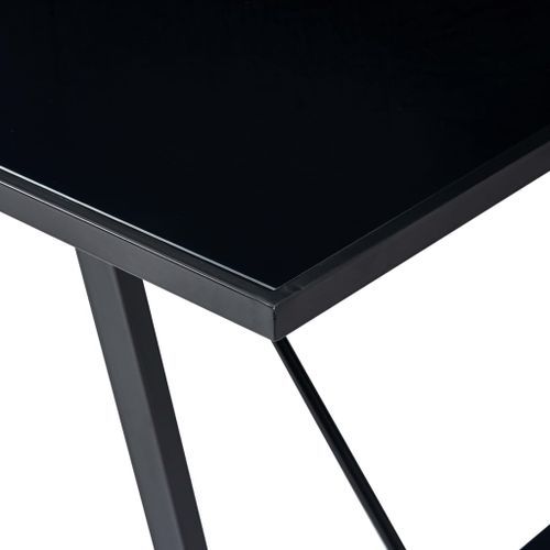 Table à manger rectangulaire métal noir et verre trempé noir Kuto 180 cm - Photo n°3; ?>