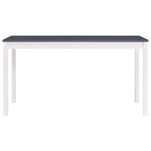 Table à manger rectangulaire pin massif blanc et gris Sadou 140 cm - Photo n°2; ?>