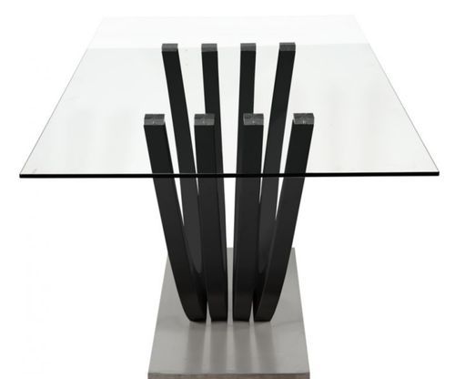 Table à manger rectangulaire verre et bois laqué noir Ora - Photo n°3; ?>