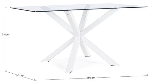 Table à manger rectangulaire verre trempé et acier blanc Agno 160 cm - Photo n°3; ?>